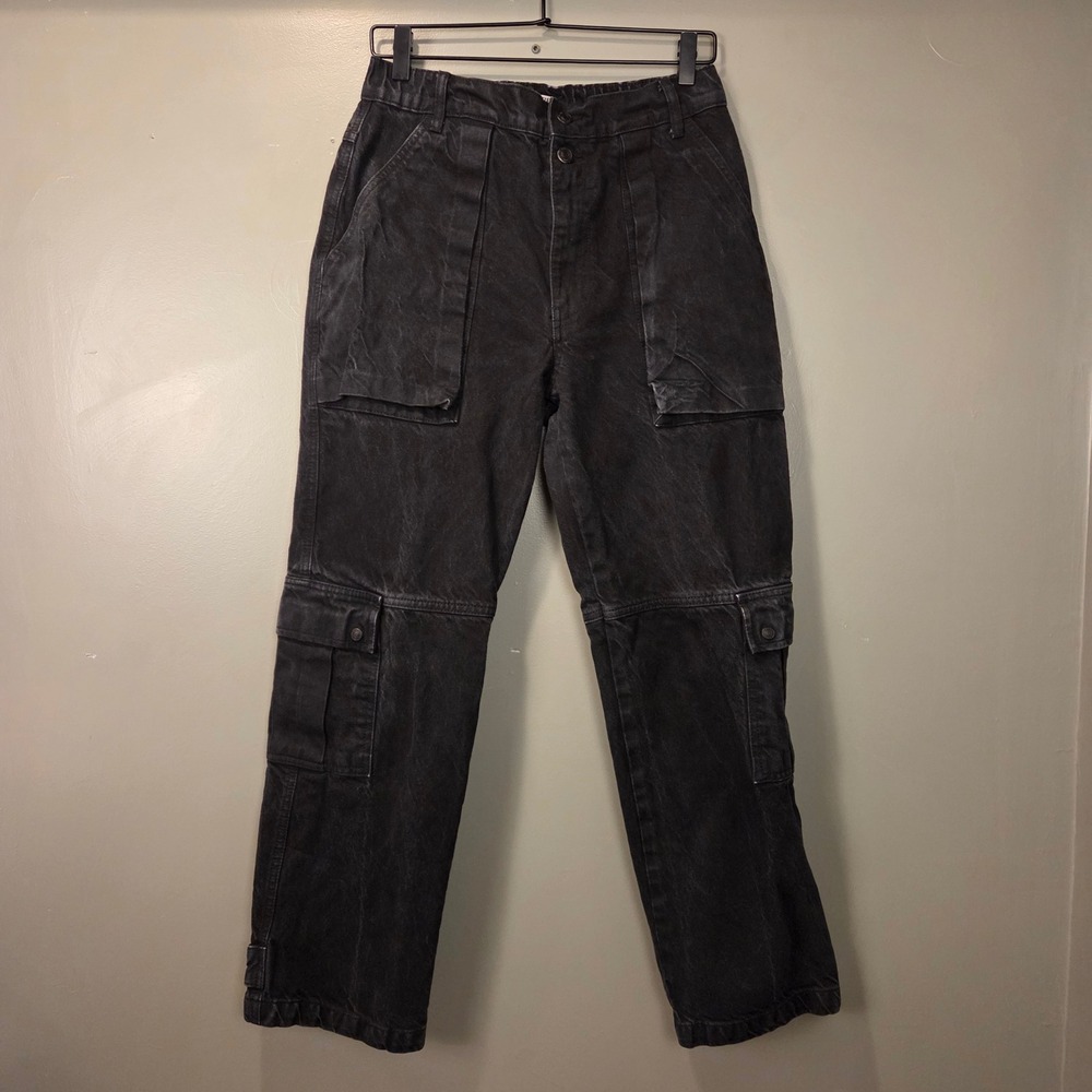 We The Free Women's Marx Slouchy Straight Leg Cargo Jeans, Size 27 Washed Black